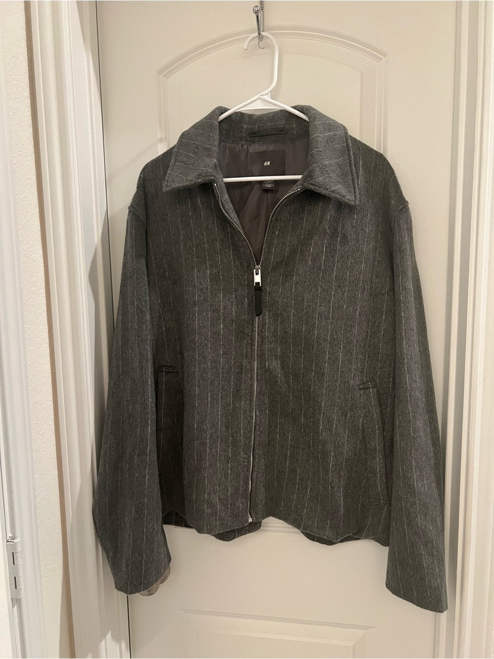 H&M Men's Charcoal Pinstripe Zip Jacket